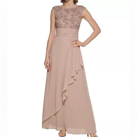 NWT JESSICA HOWARD missy Soutache-Trimmed Ruched-Waist Gown size 8. - Picture 1 of 12